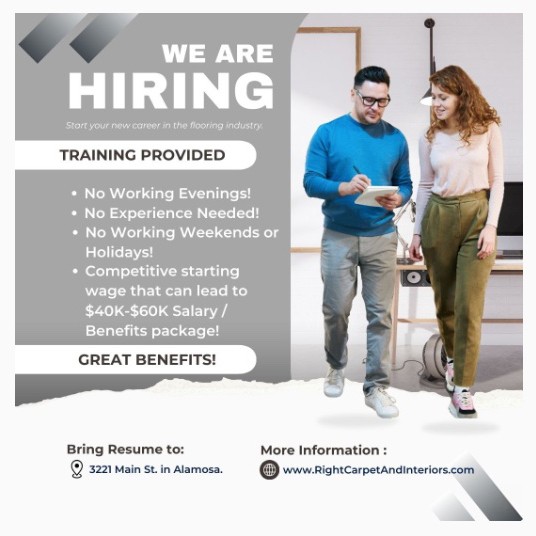 We Are Hiring - Contact Us Today | Right Carpet & Interiors